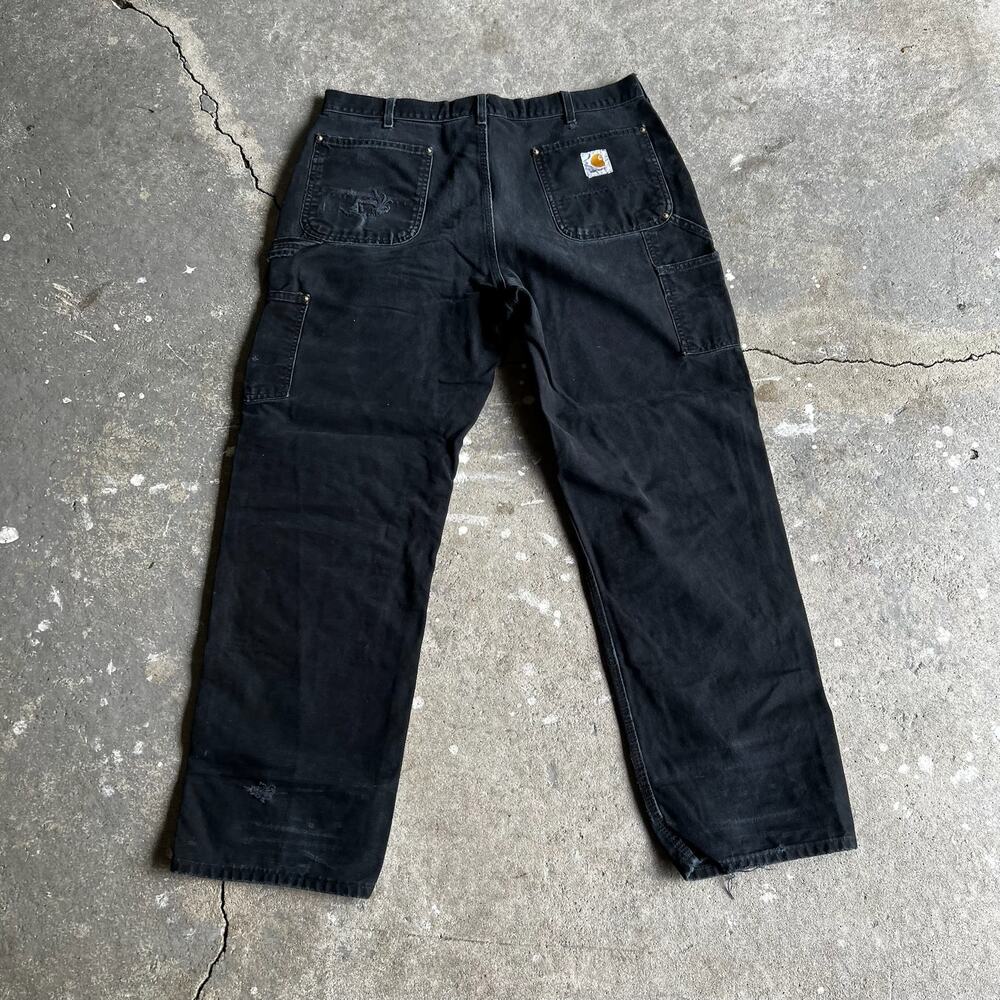 Carhartt faded black double knee work wear carpenter pants - Picture 6 of 12